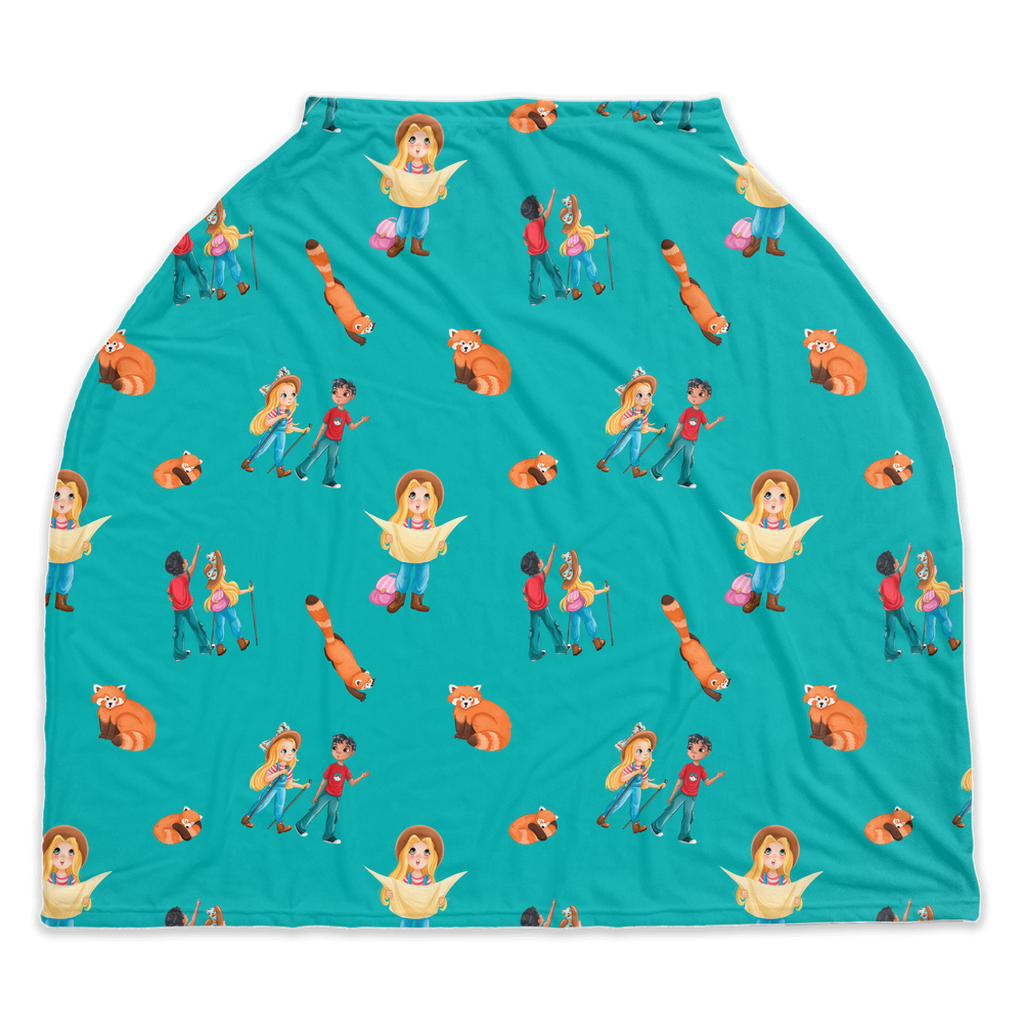 Teal Charli Safari Red Panda Multi Use Car Seat and Nursing Cover