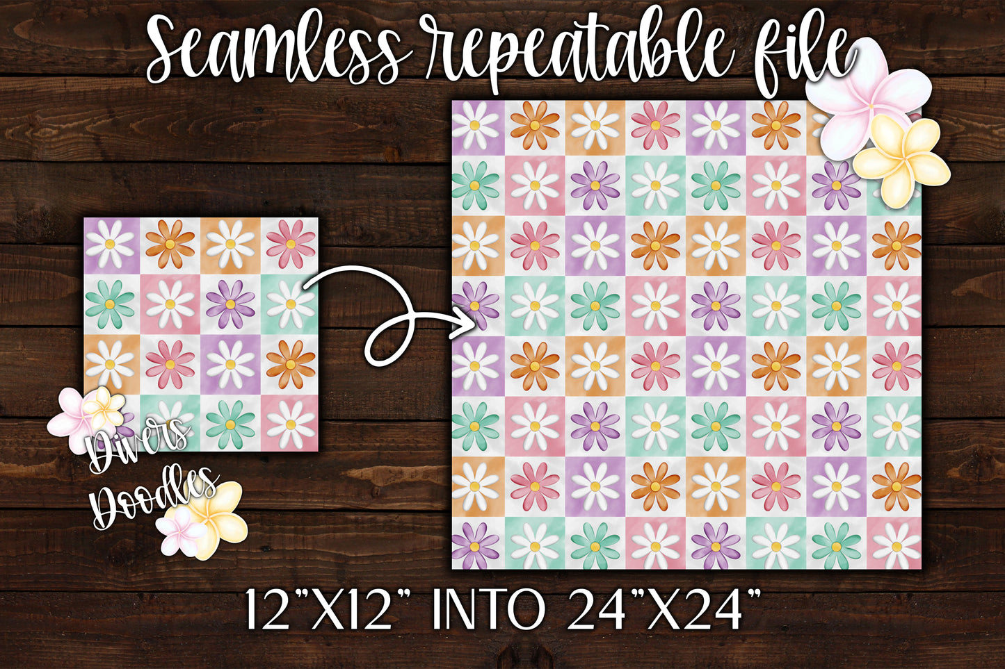 Colorful Groovy Flower Seamless