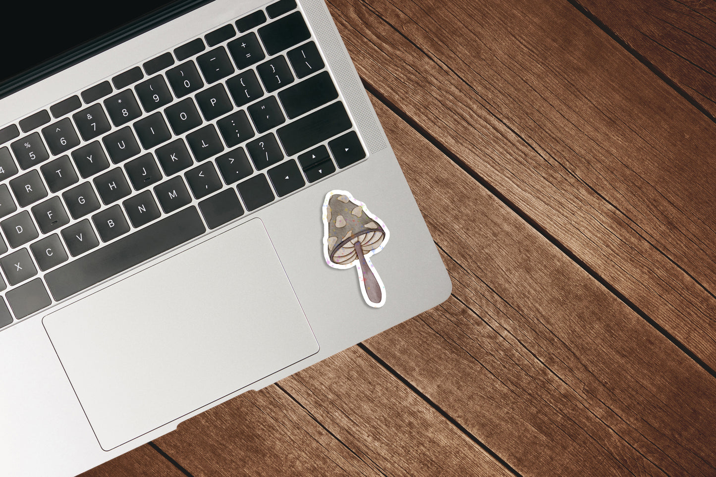 Grey Mushroom Holographic Sticker