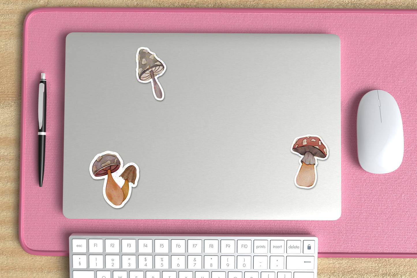 Grey Mushroom Holographic Sticker
