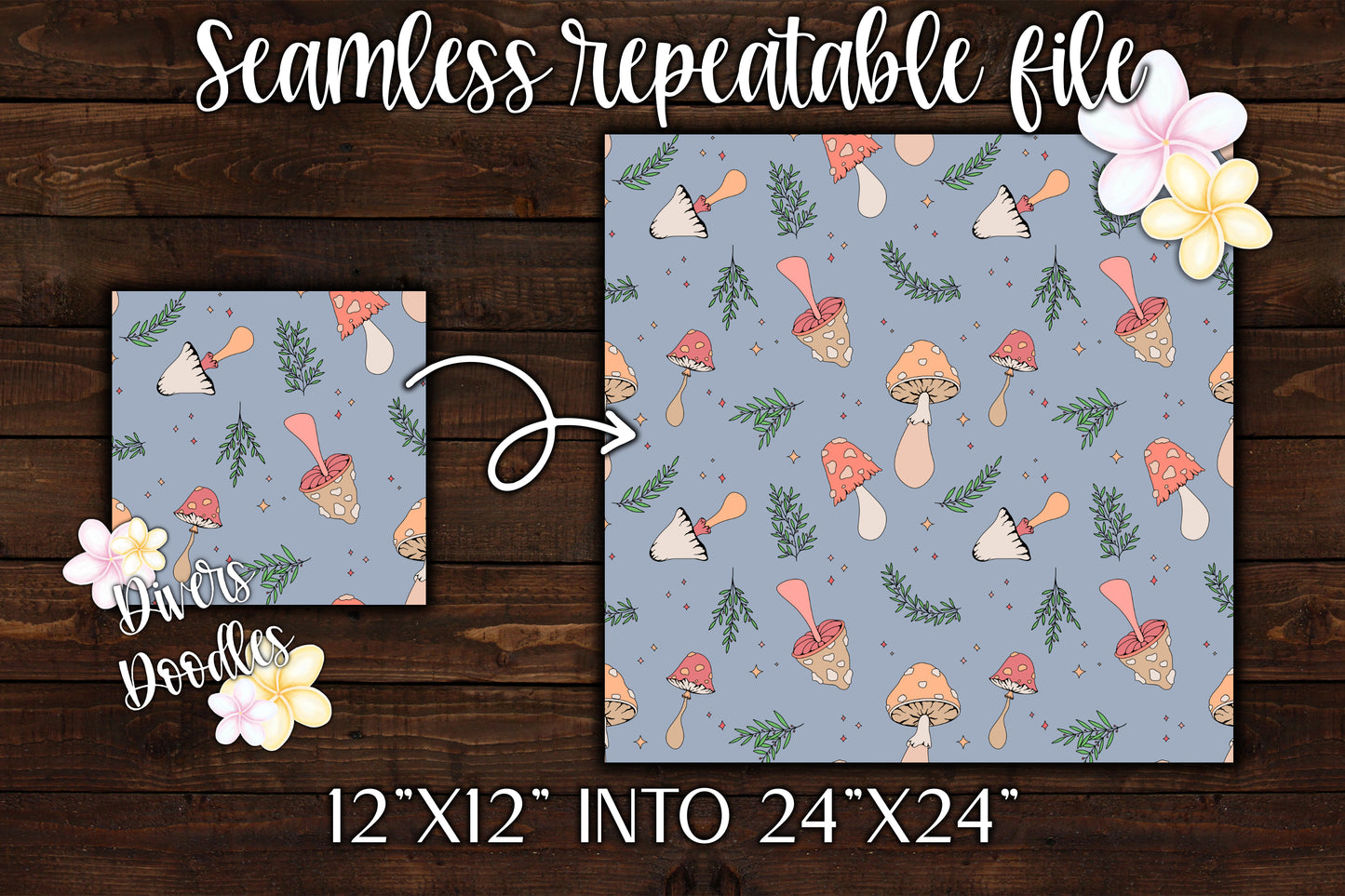 Peachy Mushroom Seamless Pattern