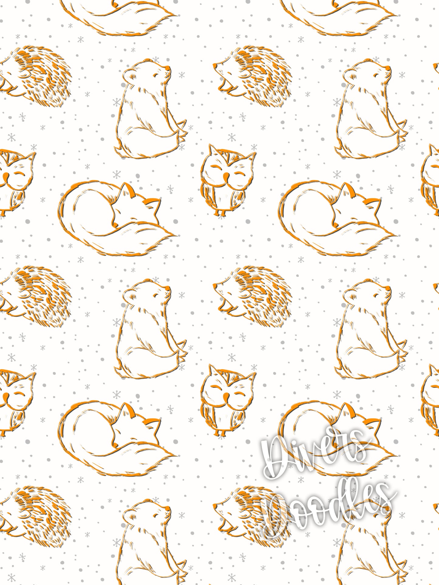 Orange and Teal Textured Mountain Seamless Pattern Collection