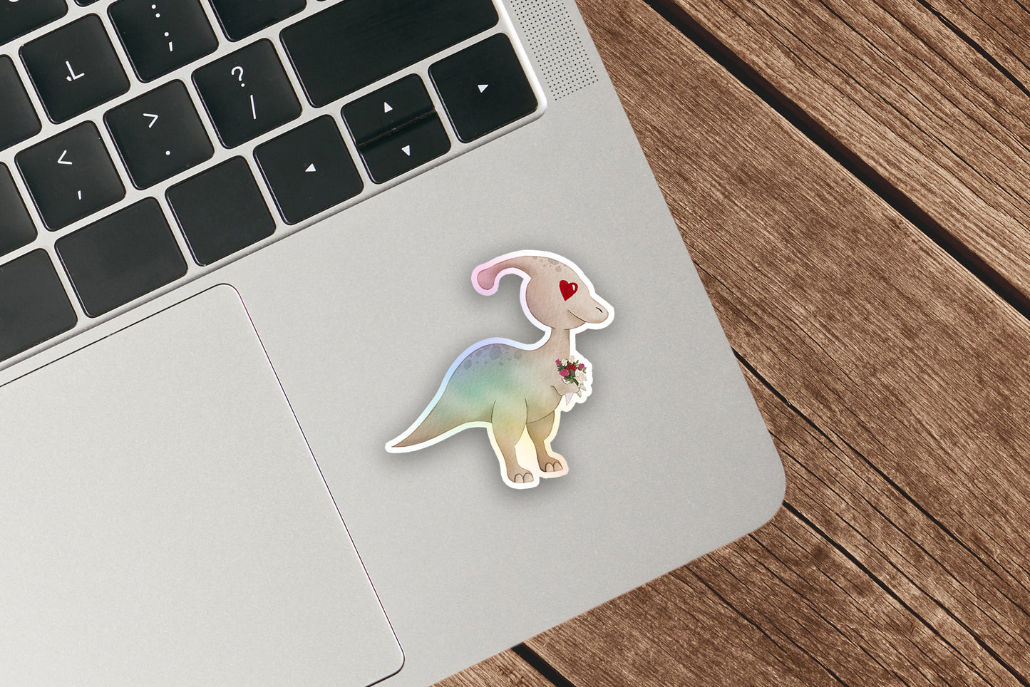 Cute Parasaurolophus Sticker, Holographic Dinosaur Sticker