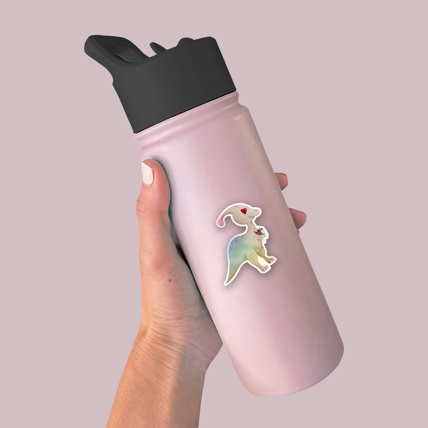 Cute Parasaurolophus Sticker, Holographic Dinosaur Sticker