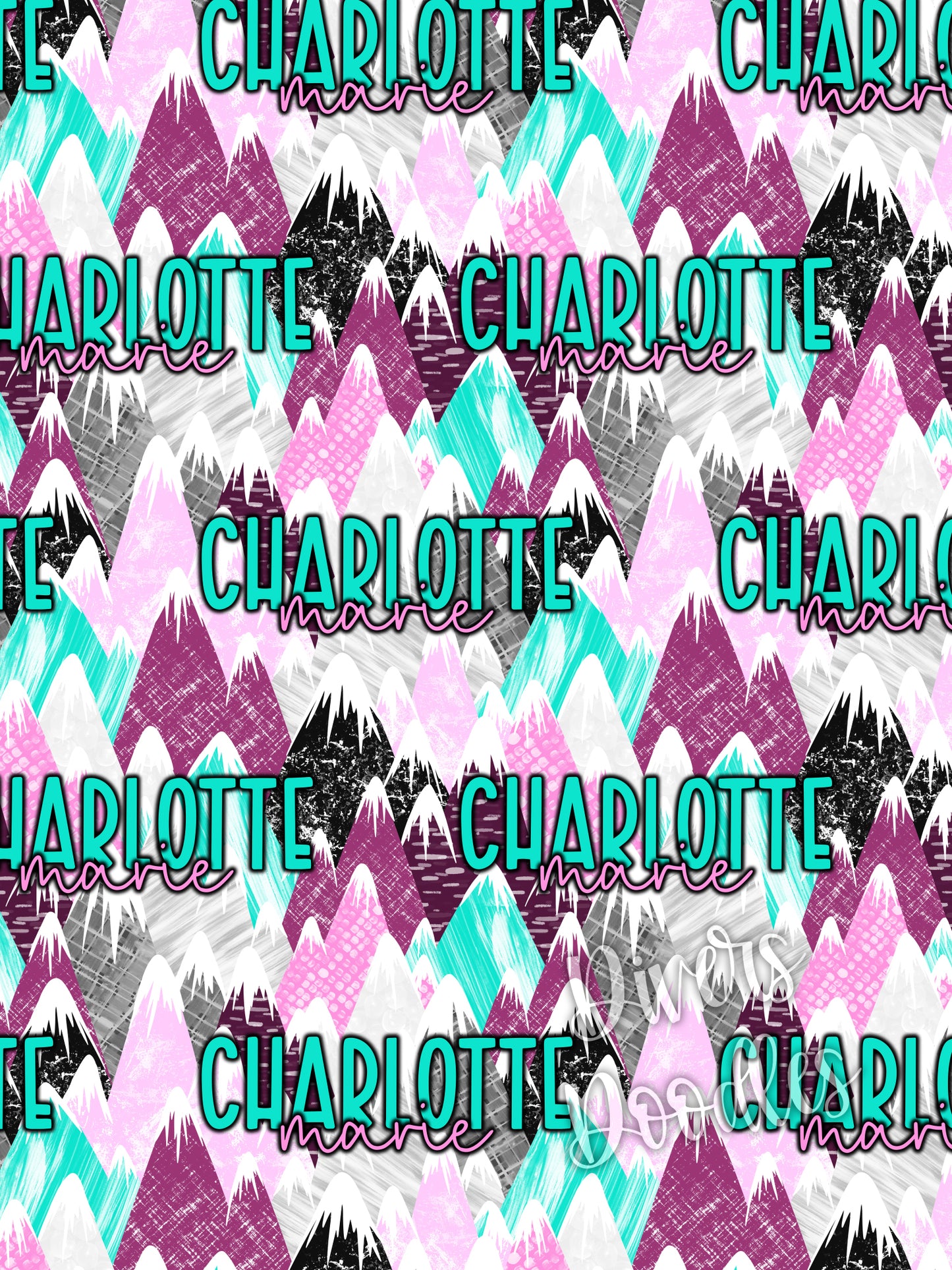 Custom Name Seamless Pattern for Fabric, Nature Seamless Files, Custom Name Digital Print, Camping Digital Paper, Mountain Digital Art