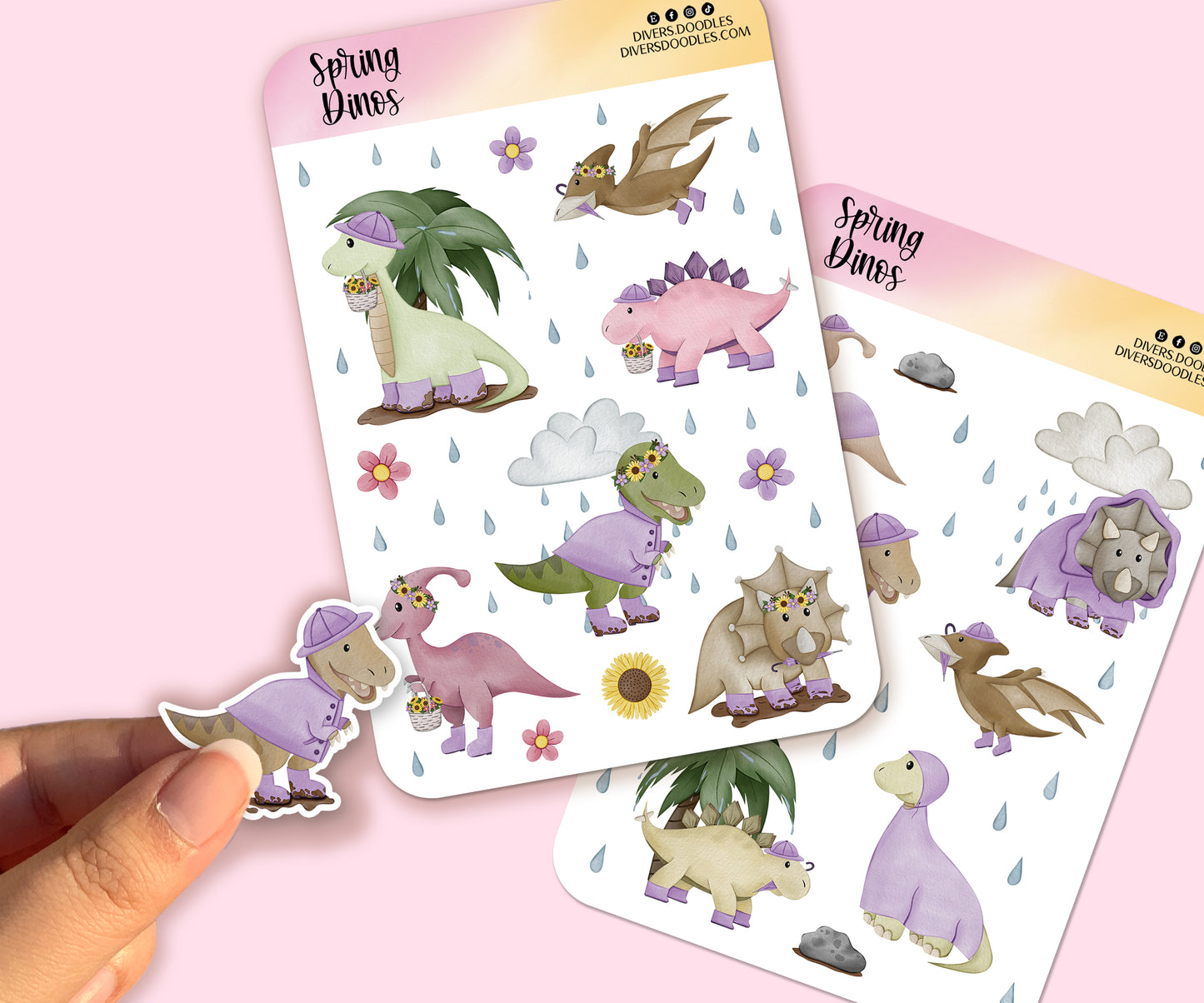 Spring Dinosaur Sticker Sheet