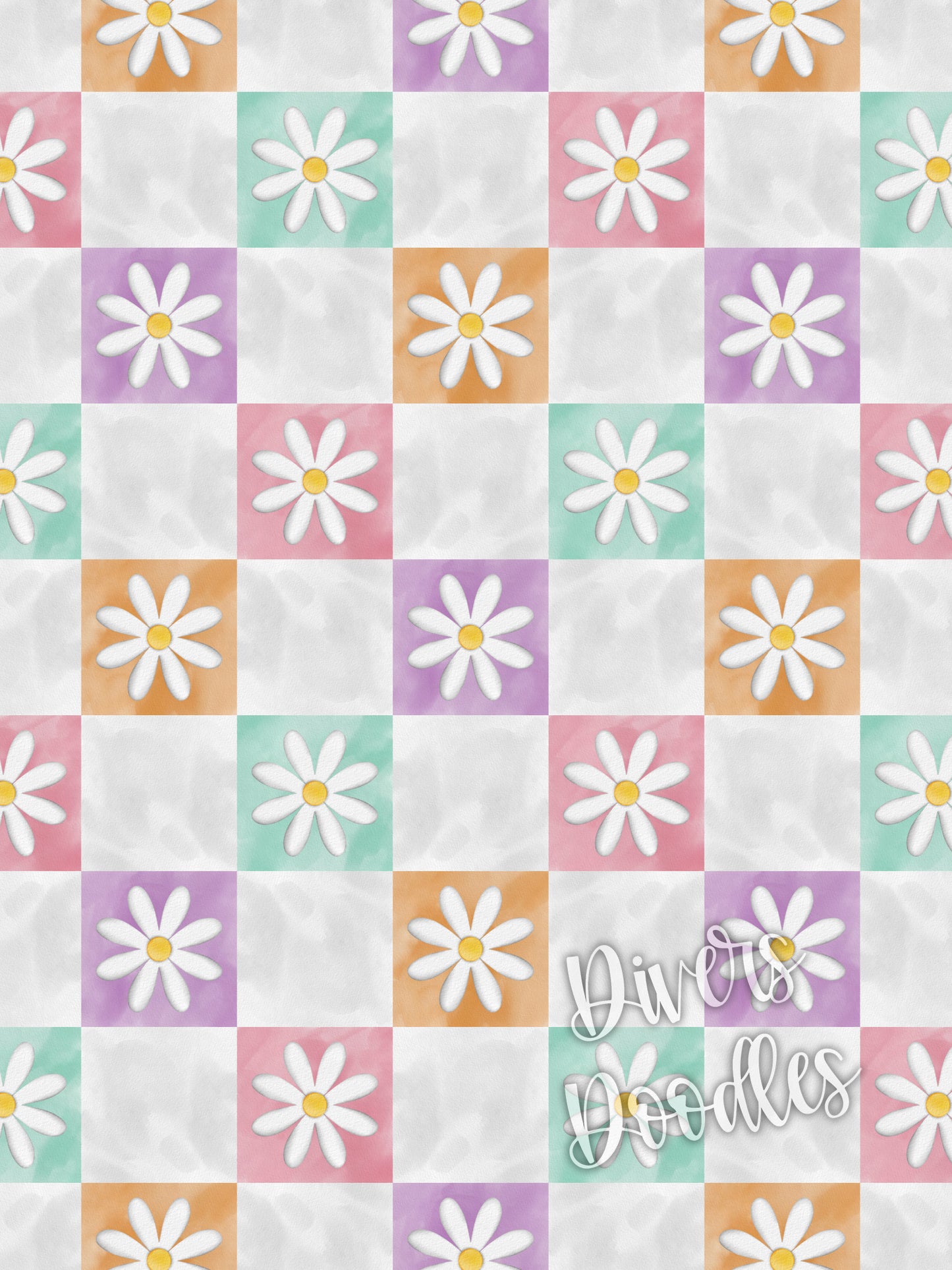 White Groovy Flower Seamless