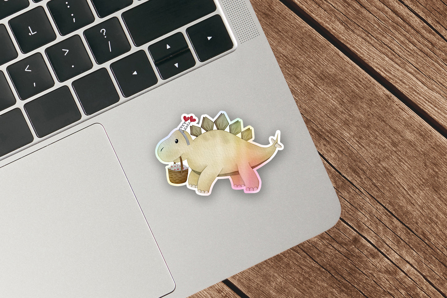 Cute Stegosaurus Sticker, Holographic Dinosaur Sticker