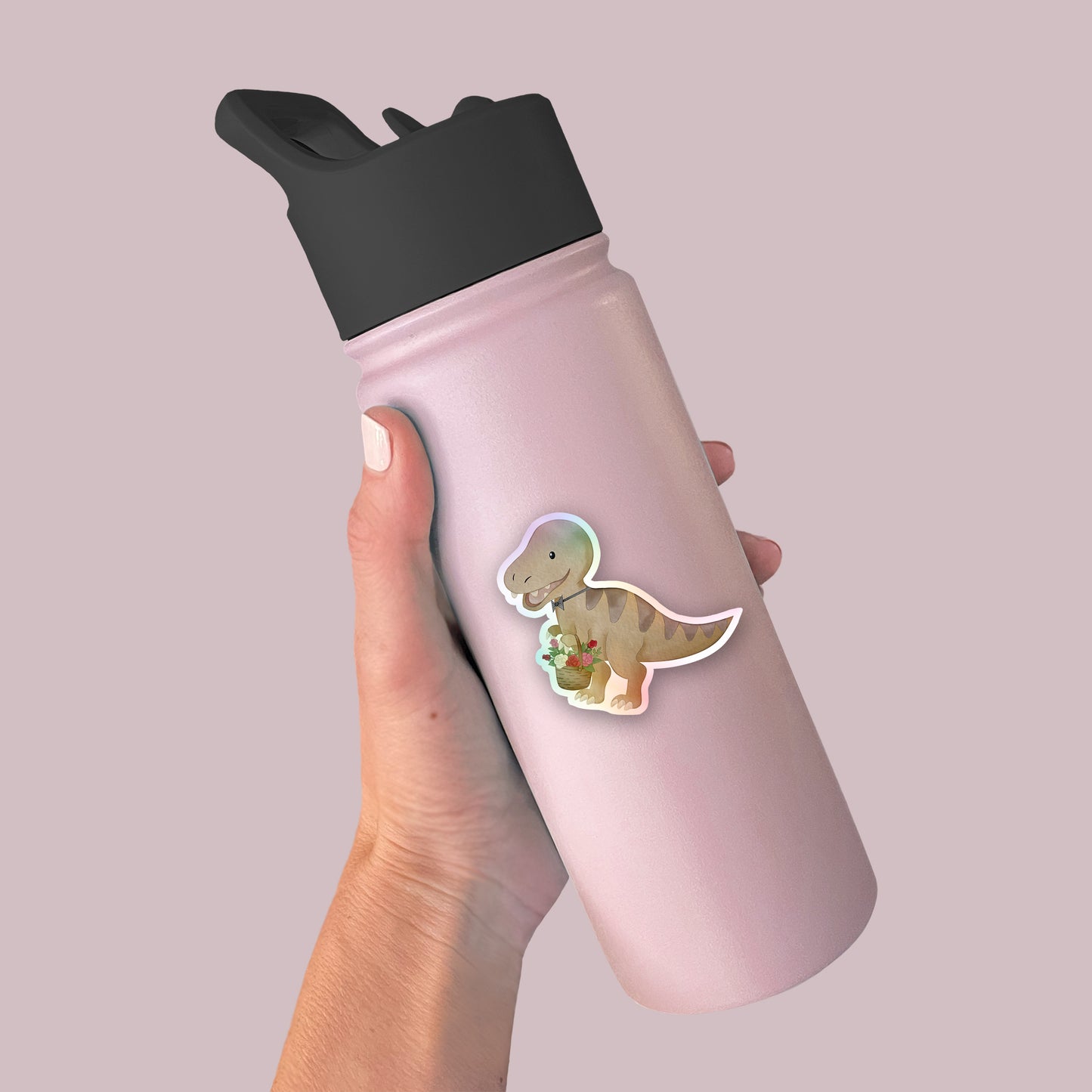 Cute Tyrannosaurus Rex Sticker, Holographic Dinosaur Sticker, T-rex Sticker for laptop.