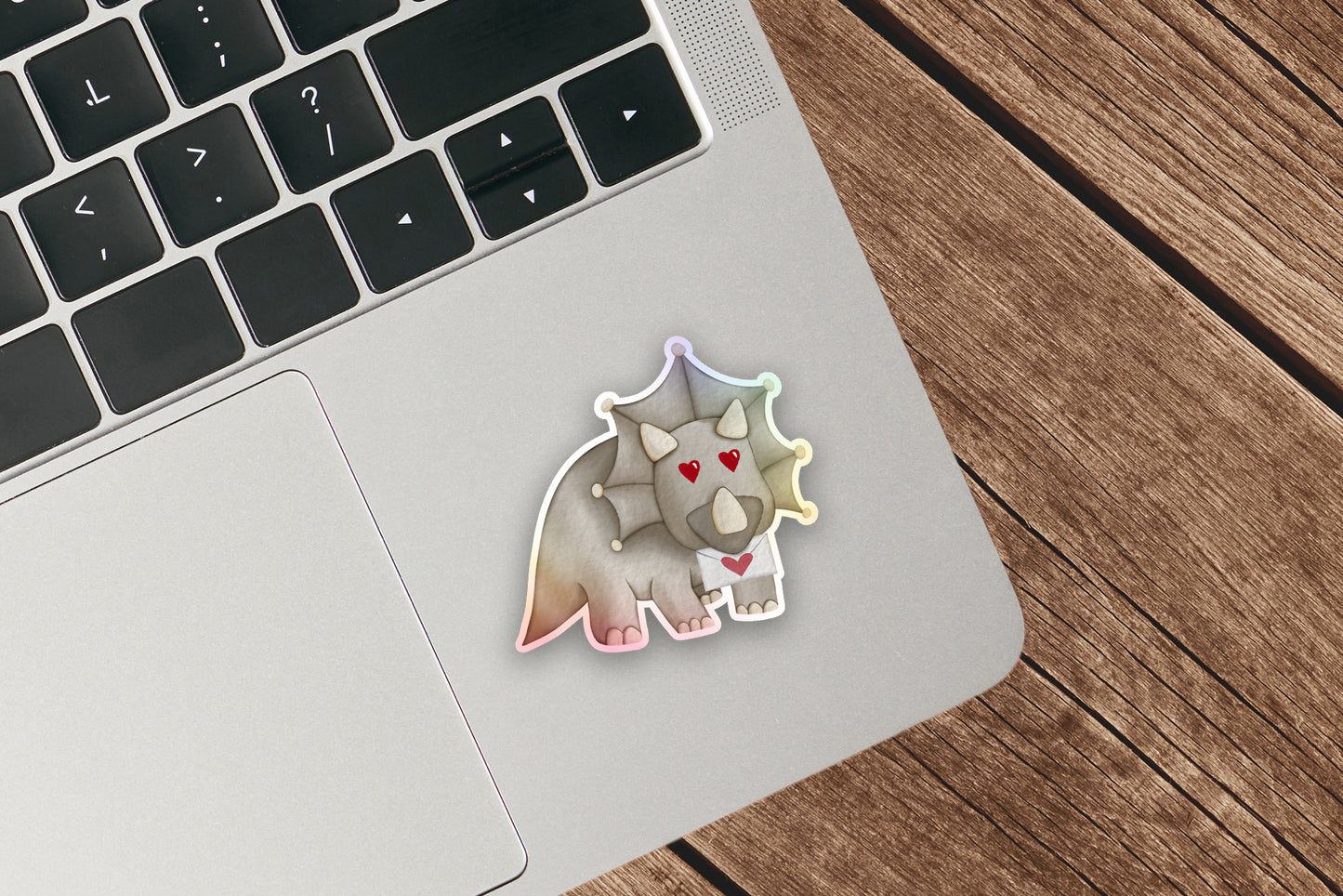Cute Triceratops Sticker, Holographic Dinosaur Sticker