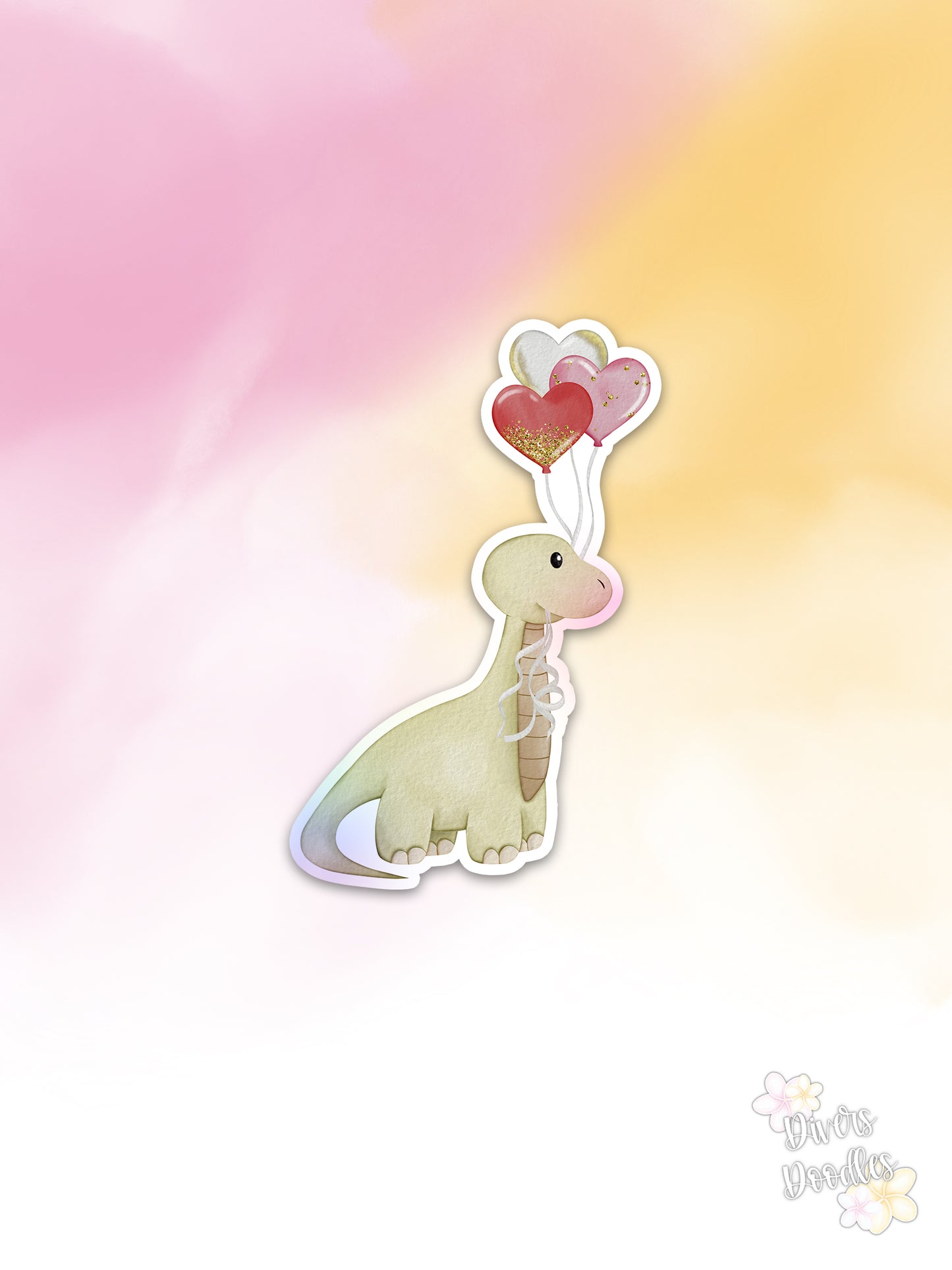 Cute Brachiosaurus Sticker, Holographic Dinosaur Sticker