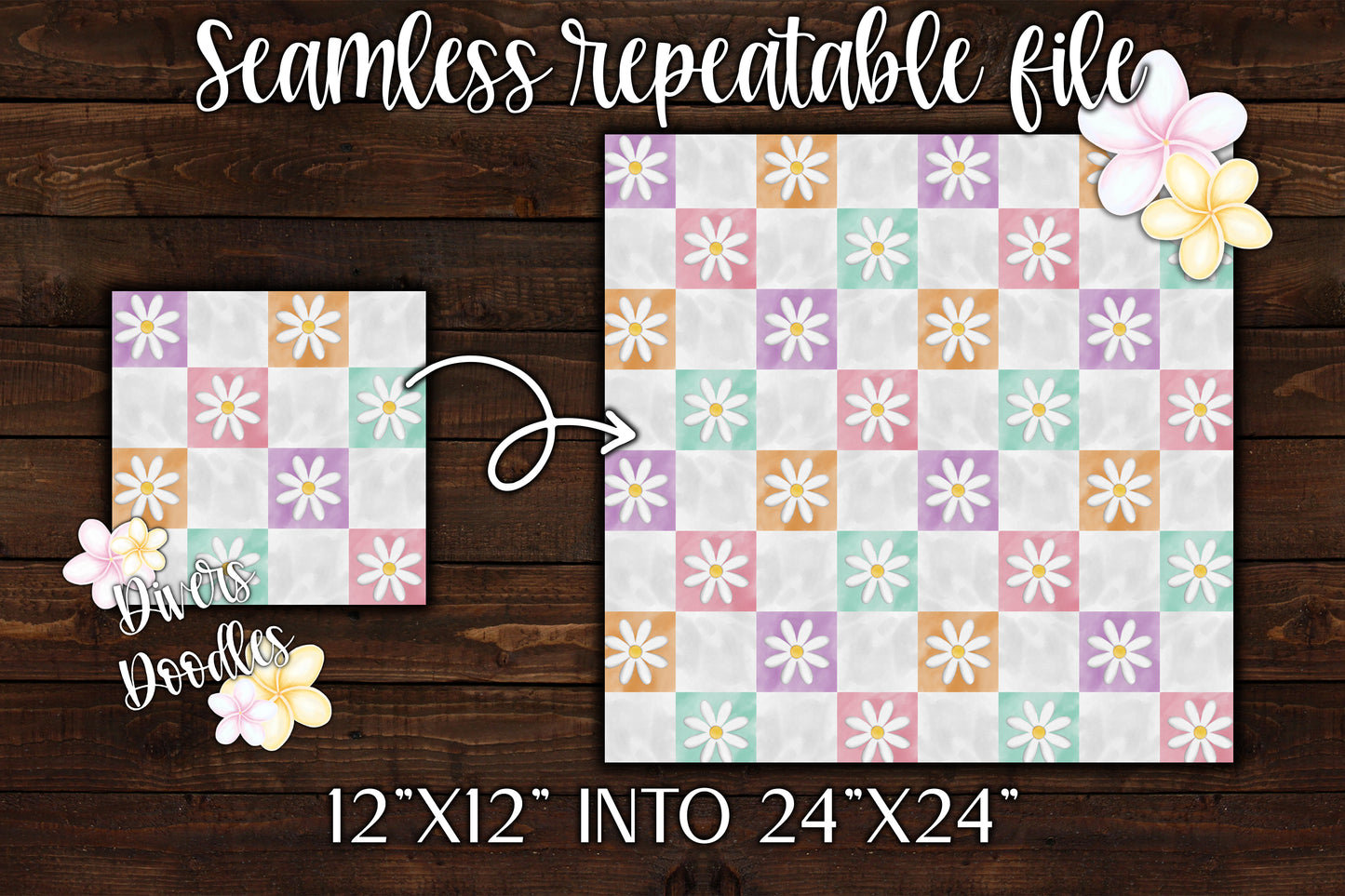 White Groovy Flower Seamless
