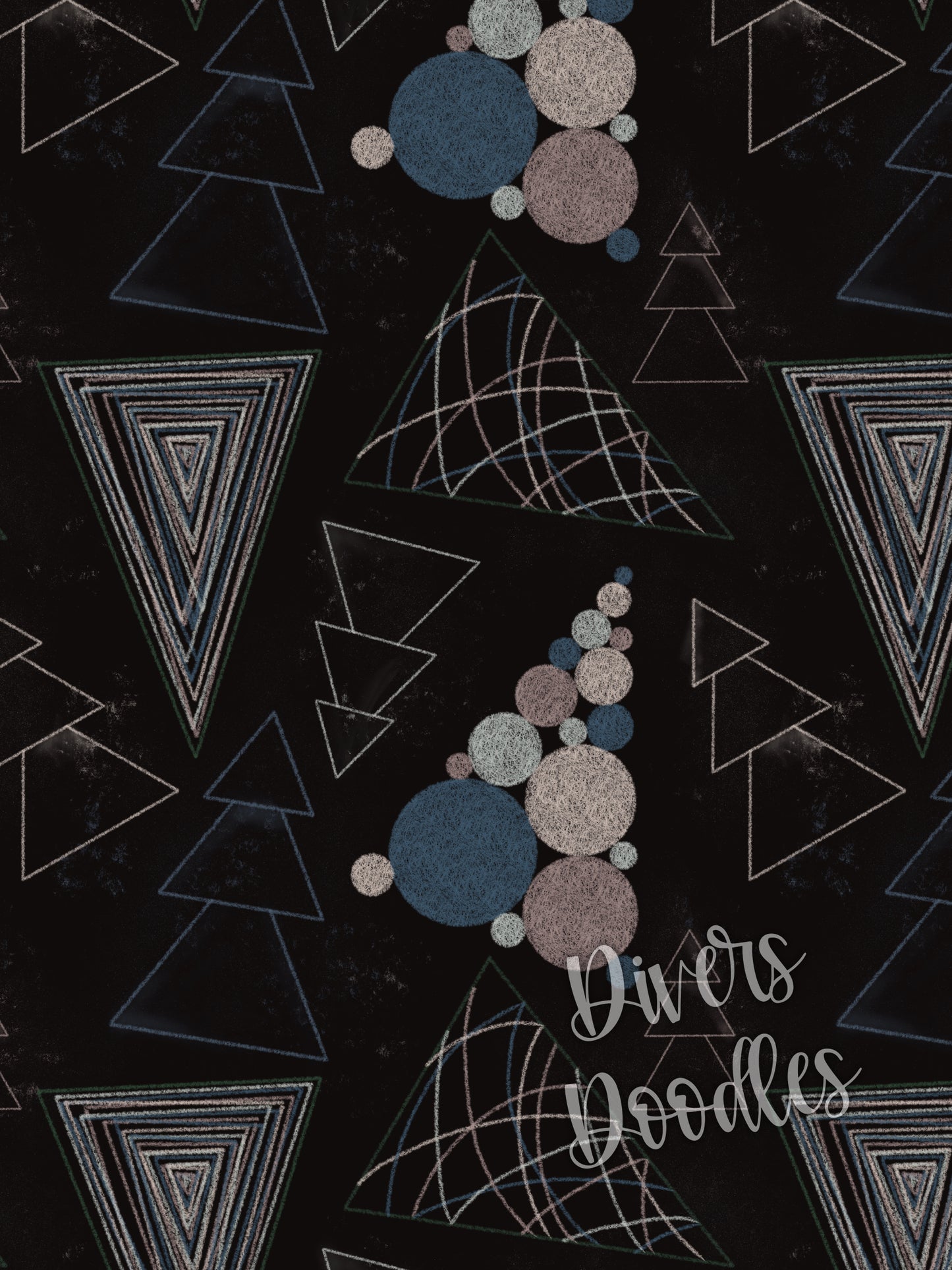 Blue Christmas Digital Paper, Chalkboard Christmas Tree, Seamless Files for Fabric Printing, Seamless Christmas Digital,