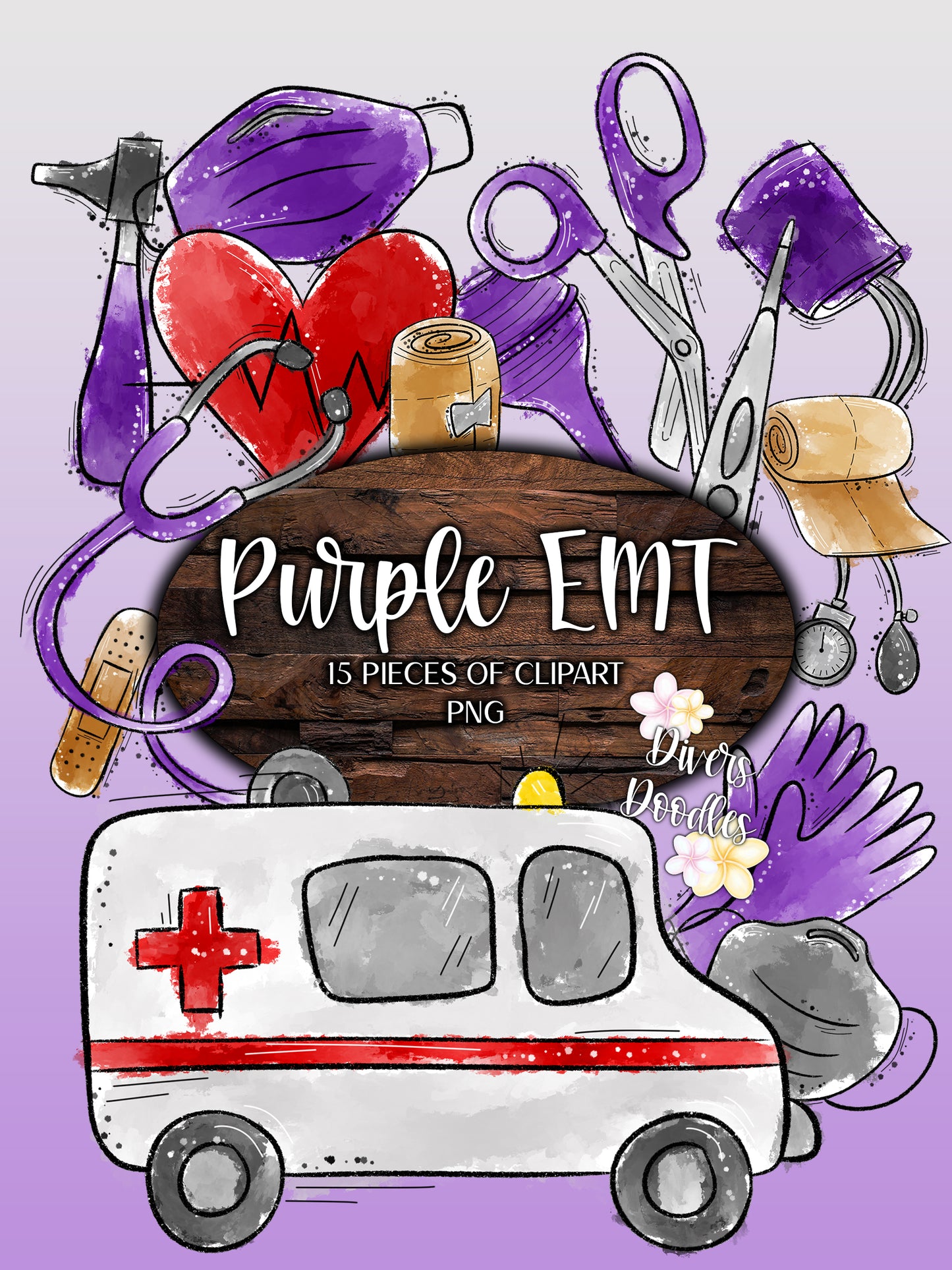 Medical Clipart for Stickers, Ambulance Clipart for Teachers, First Responder PNG for Sublimation, Paramedic PNG for Commercial Use, EMT