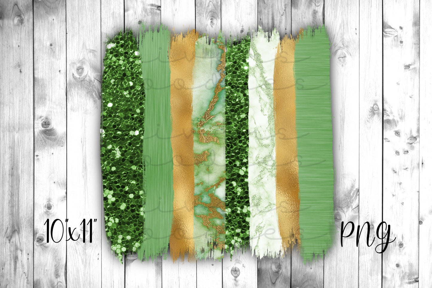 Brush Strokes PNG, St Patricks Day Digital Download, Gold Glitter Clipart, Sublimation Designs Downloads for Commercial Use, Green and Gold