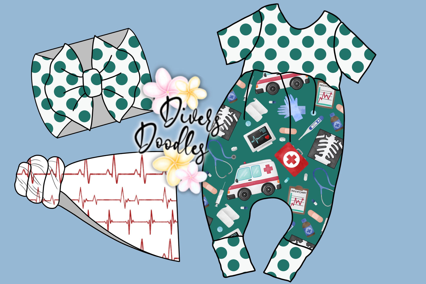 Nurse Digital Paper, Seamless Pattern For Kids, Surface Pattern Design, Boy Digital Paper, Seamless File For Fabric, Commercial Use PNG