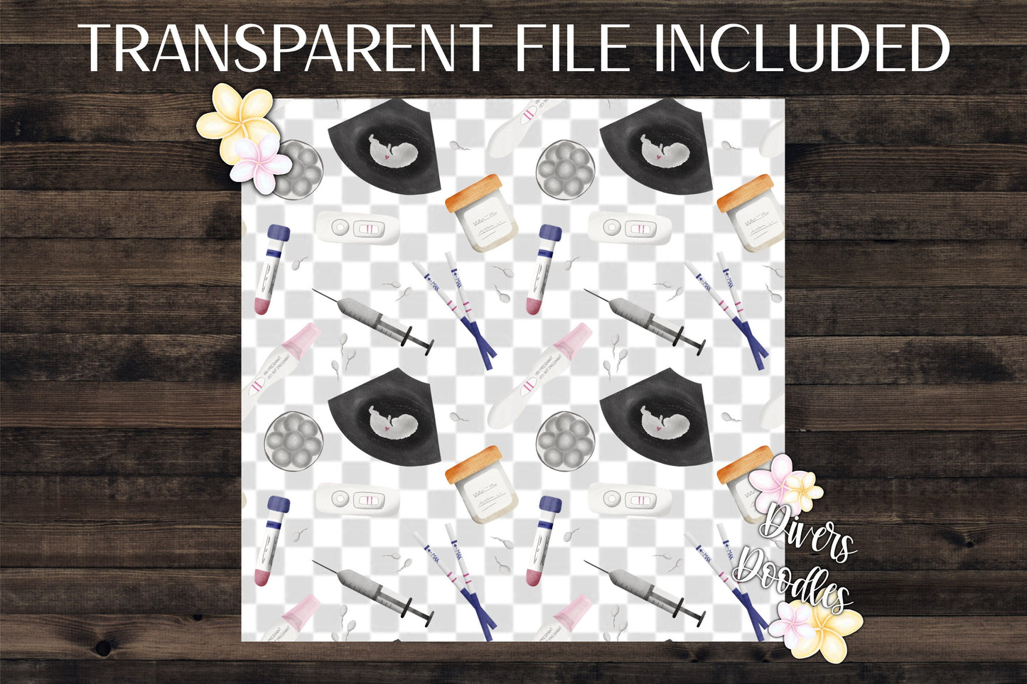 Hand Drawn Digital Paper Baby Boy, IVF Digital Download, Seamless File for Fabric, Digital Baby Announcement, Seamless Pattern for Boys, PNG