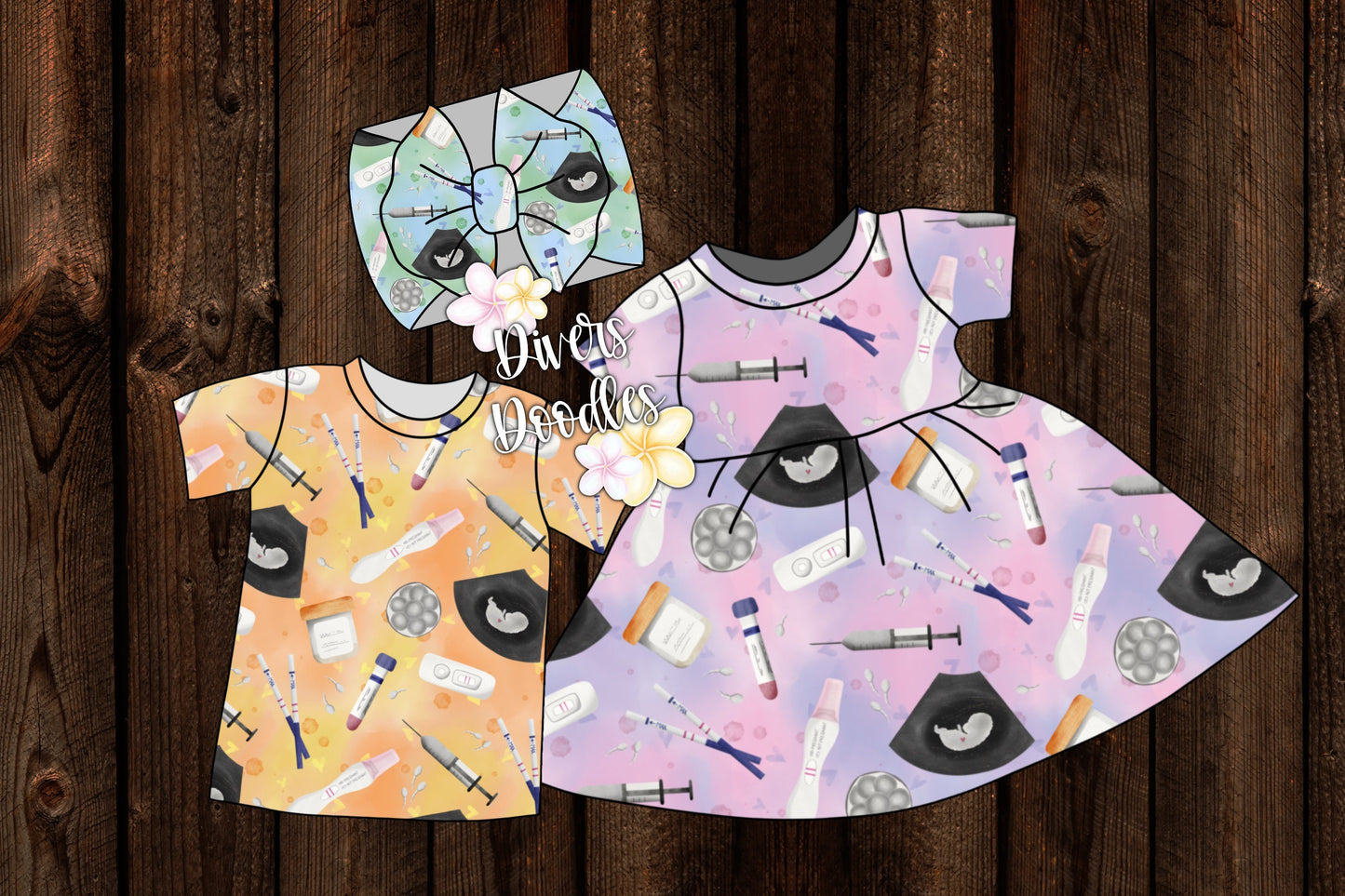 Gender Neutral Digital Baby Announcement, Seamless File for Fabric, Hand Drawn Digital Paper Baby, Seamless Pattern Commercial Use, IVF Baby