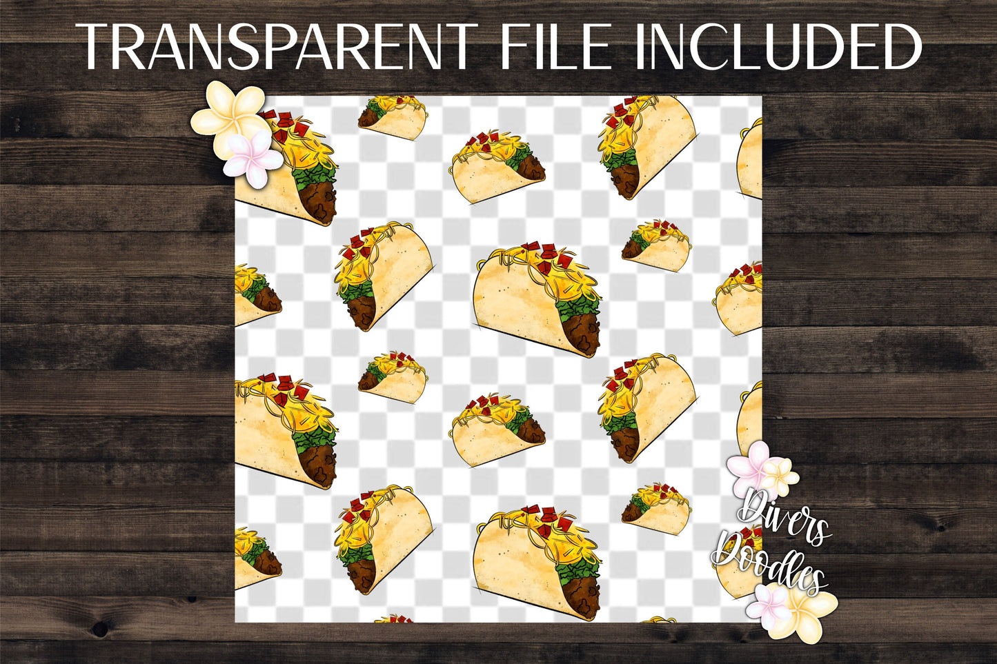 Taco Seamless File, Blue Digital Paper, Food Seamless Pattern, Mexican Food Art, Taco Twosday Birthday Digital Download, Taco PNG