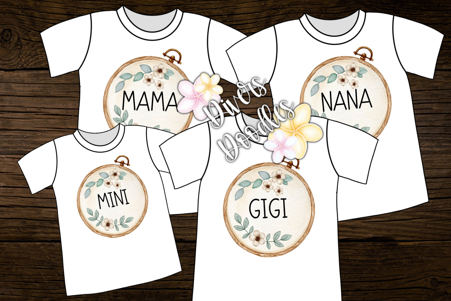 Mama And Mini PNG, Mama Sublimation Design, Embroidery Clipart, Nana PNG File For Tshirt, Flower Sublimation Download, Gigi PNG,