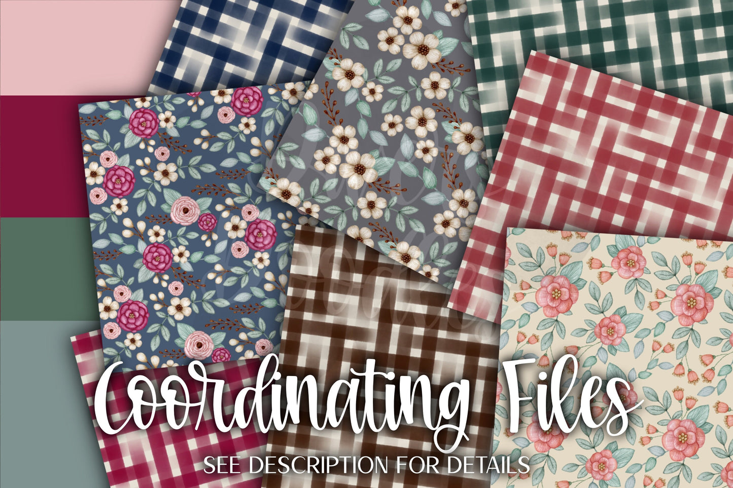 Brown Digital Paper, Gingham Digital Paper, Plaid Seamless Files, Fall Plaid Seamless Pattern, Printable Scrapbook Paper, Commercial Use PNG