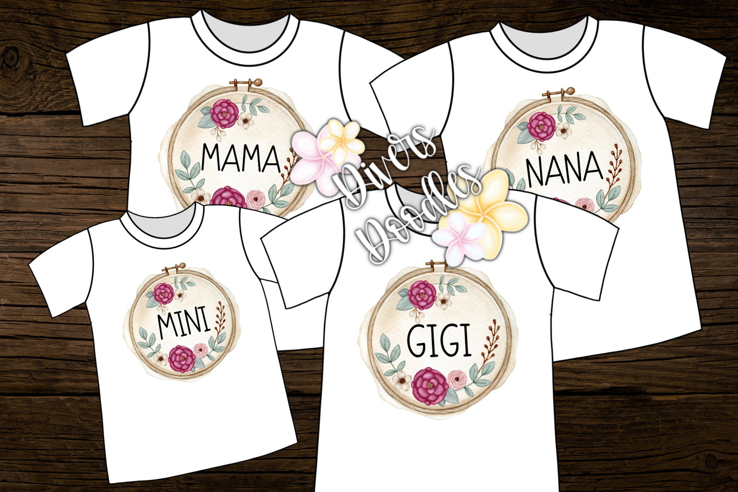 Mama And Mini PNG, Floral Sublimation Design, Embroidery Clipart, Nana PNG File For Tshirt, Flower Sublimation Download, Gigi PNG