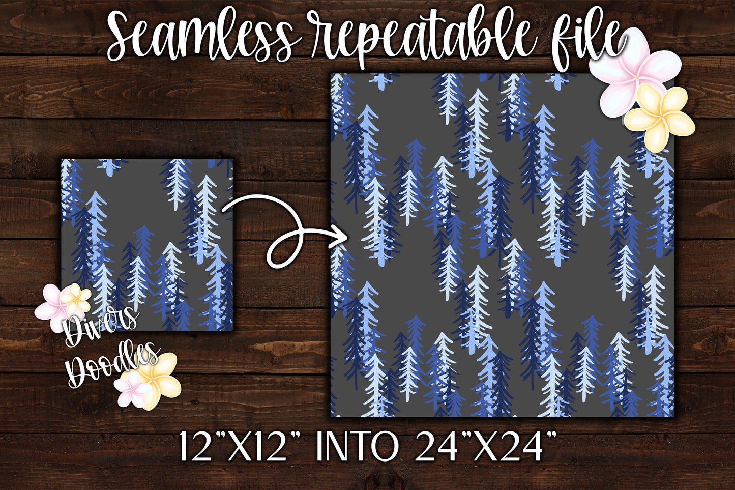 Blue and Green Textured Mountain Seamless Pattern Collection