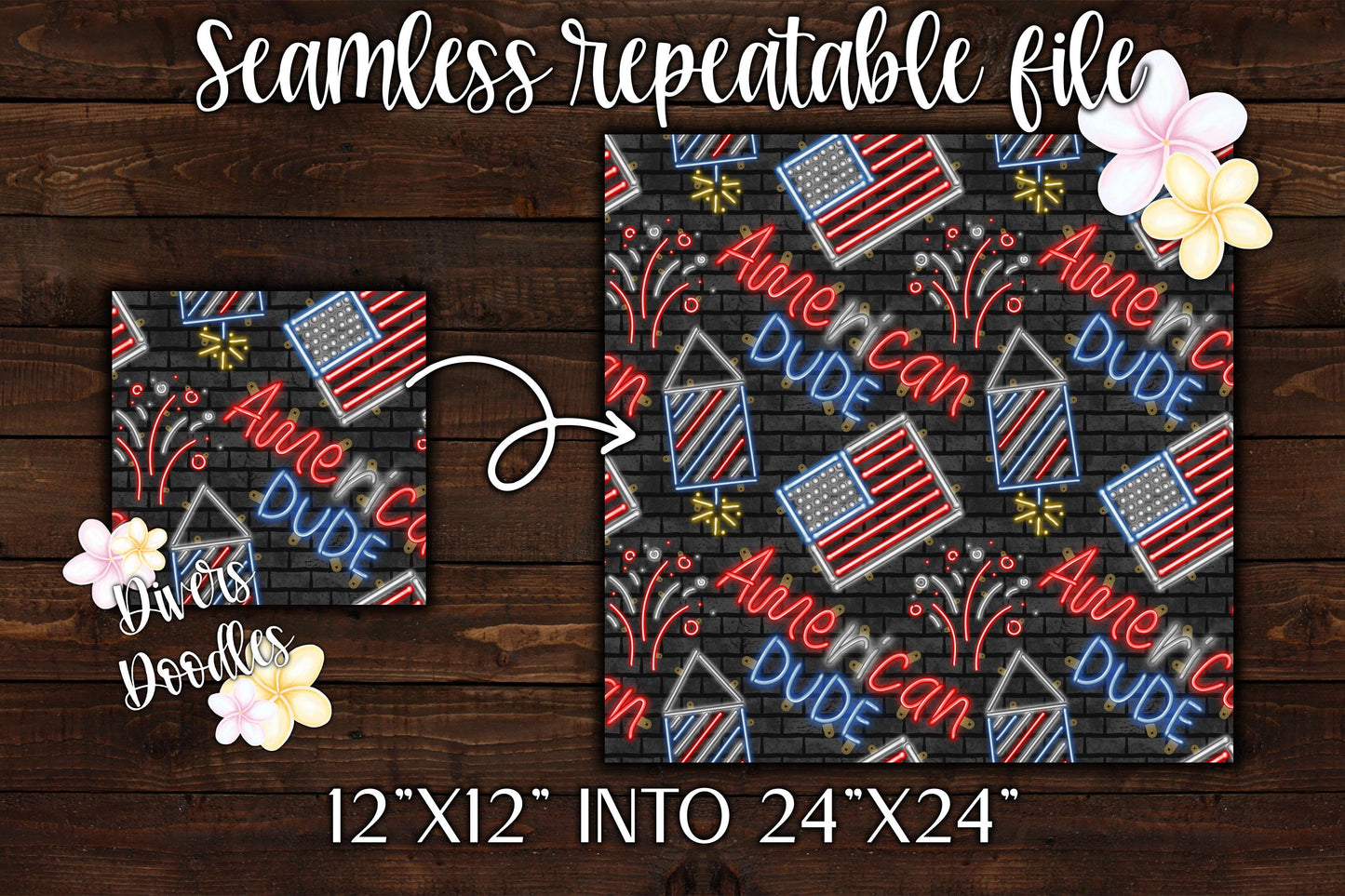 Independence Day Seamless File For Boys, 4th of July Digital Paper, July 4th Seamless Pattern, Red White and Blue PNG, American Flag Digital