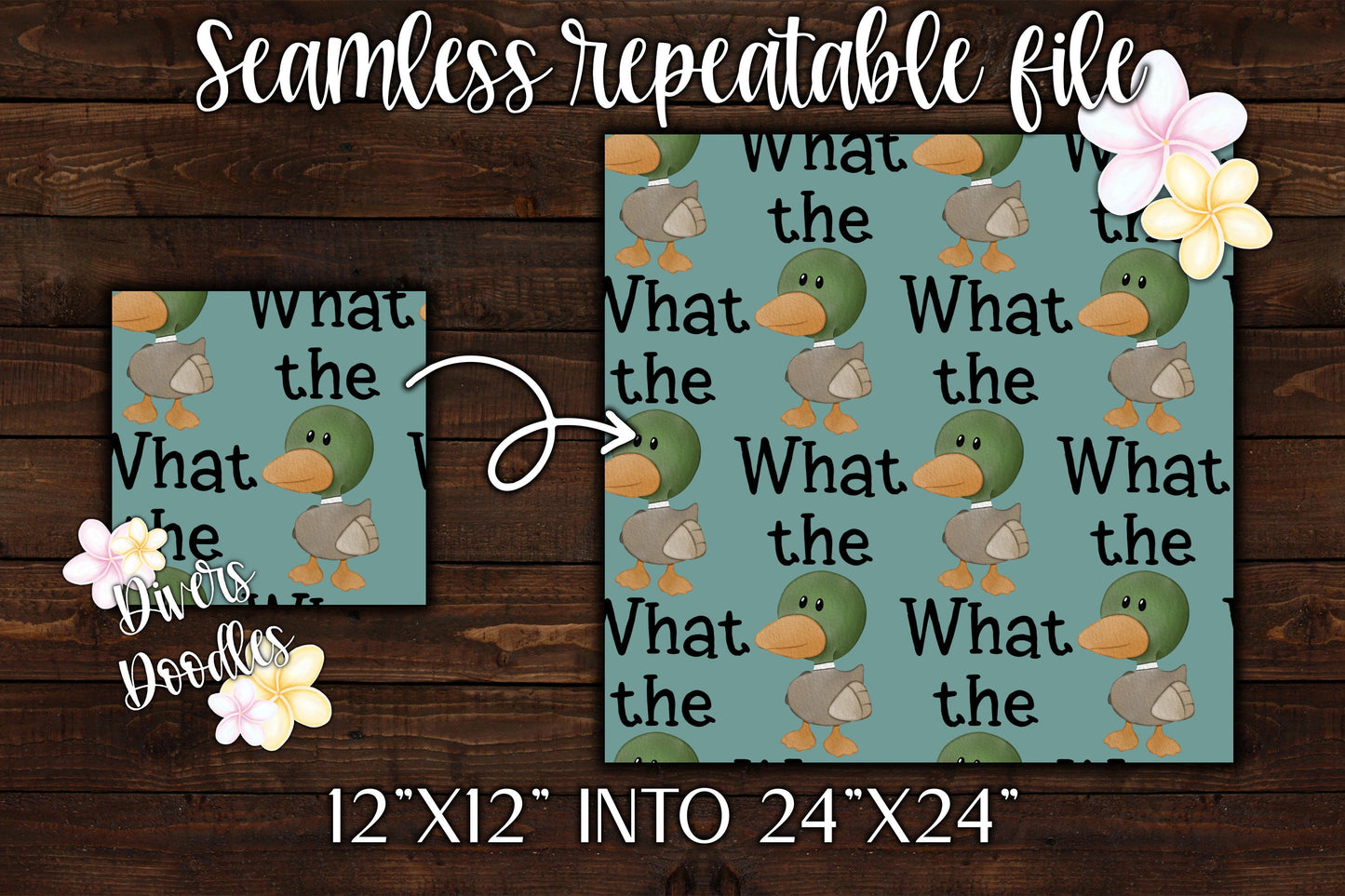 What The Duck Seamless Pattern For Fabric, Duck Illustration, Adult Humor Digital Download, Seamless File, Digital Paper, Surface Pattern