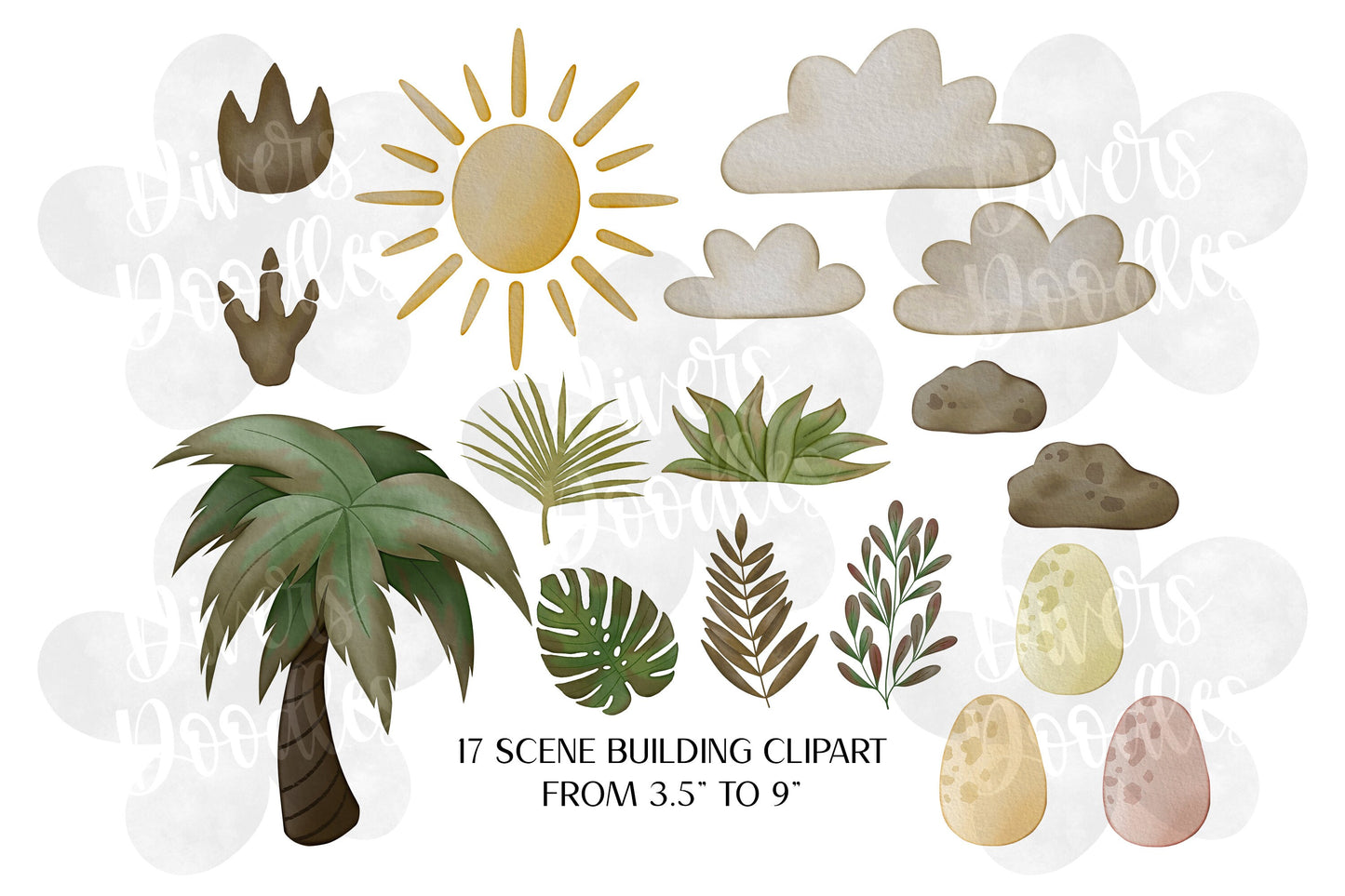 Fall Dinosaur Clipart Set