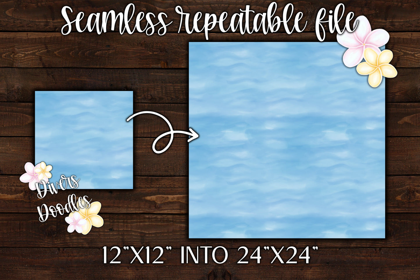 Ocean Digital Paper, Watercolor Seamless Pattern for Commercial Use, Surface Pattern for Kids, Mermaid Water Seamless File, Hand Drawn Art