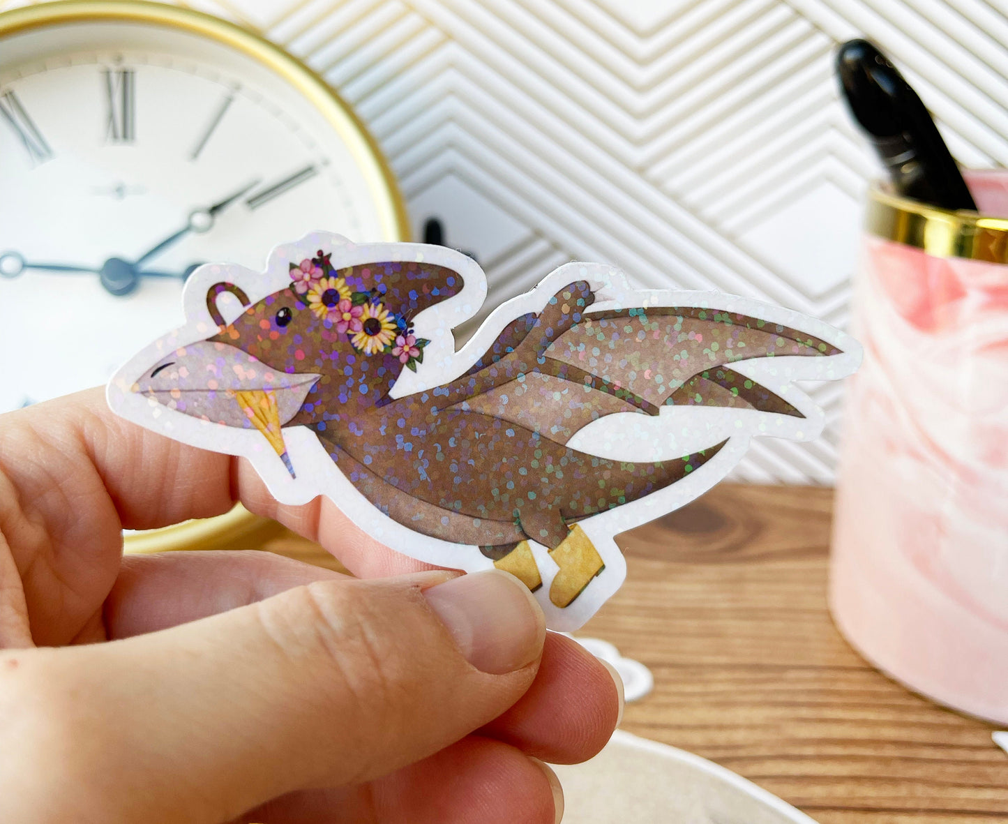 Pterodactyl Sticker For Kids, Holographic Dinosaur Stickers for Water Bottle, Dino Easter Basket Stuffers for Teens, Dinosaur Gifts
