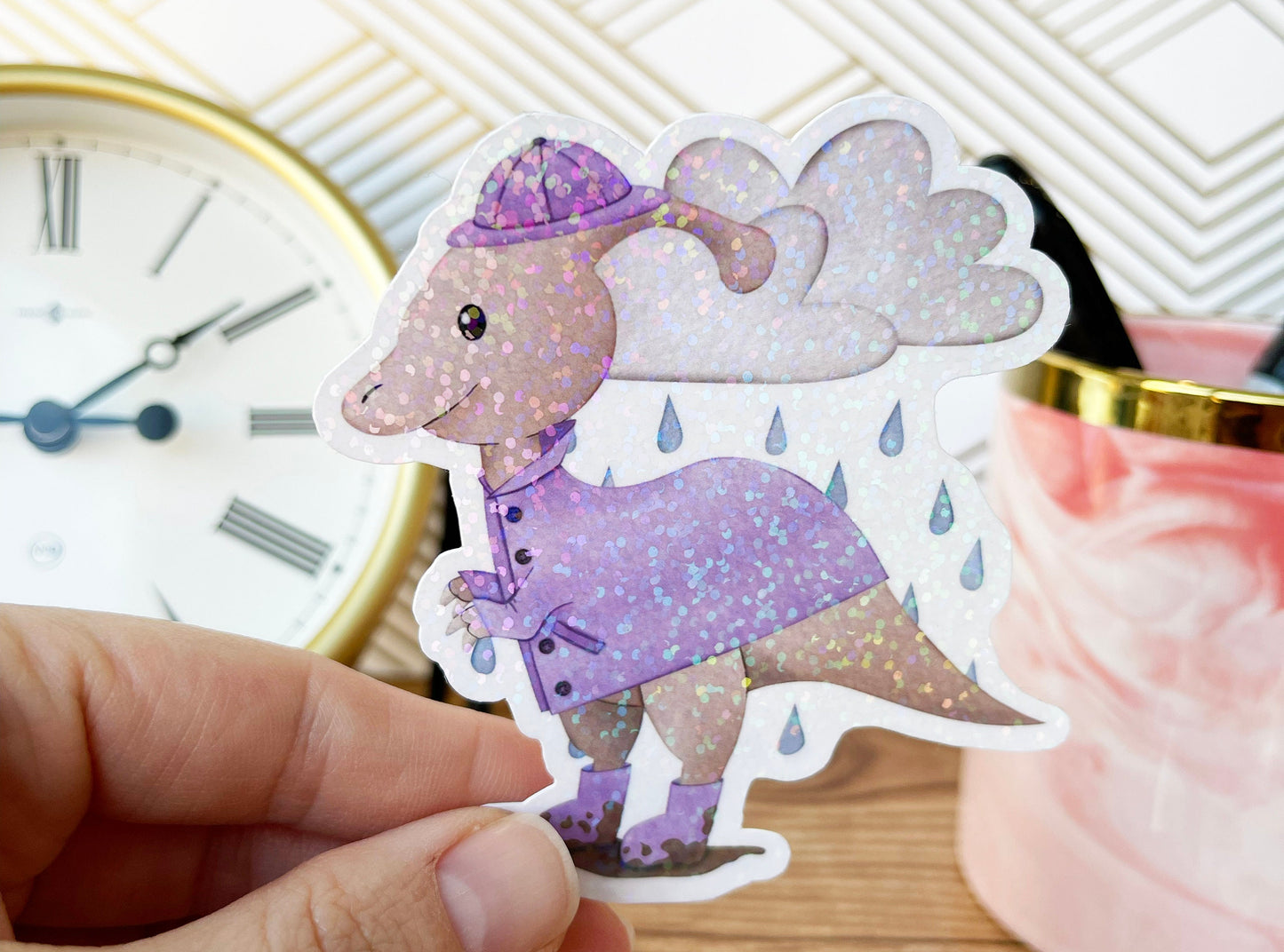 Spring Dinosaur Stickers For Kids, Holographic Dinosaur Stickers for Water Bottle, Dino Easter Basket Stuffers for Teens, Dinosaur Gifts