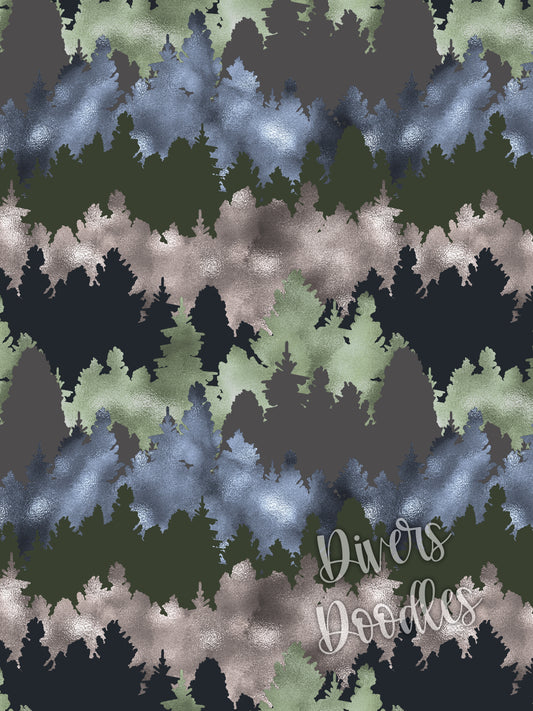 Tree Digital Paper for Wedding, Camping Seamless File for Boy, Outdoor Seamless Pattern for Fabric, Tree Line Art Printable, Foil Tree