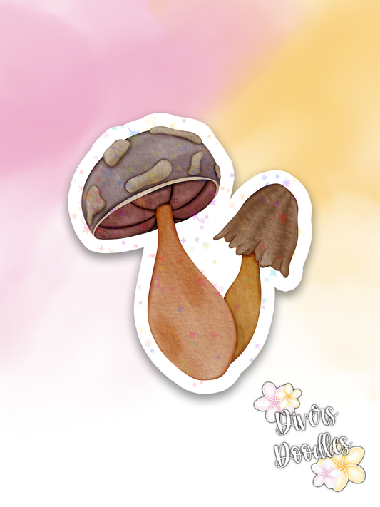 Double Mushroom Holographic Sticker