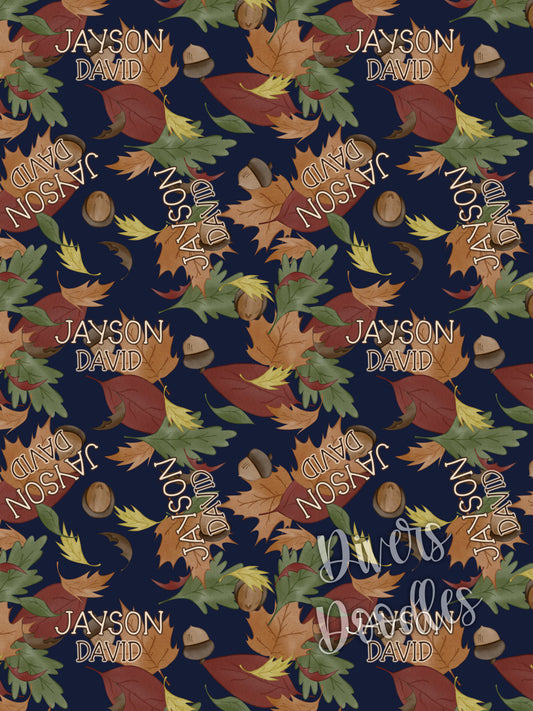Fall Leaves Custom Name Seamless Pattern