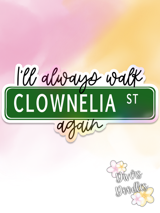 Clownelia Street Sign Sticker