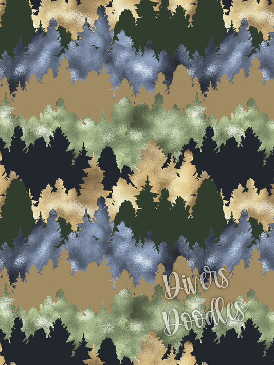 Tree Digital Paper for Wedding, Camping Seamless File for Fabric, Surface Pattern Design, Outdoor Seamless Pattern for Boys, Foil Tree Art