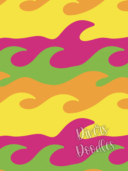 Ocean Wave Seamless Pattern, Waves Digital Paper for Scrapbooking, Bright Seamless File, Retro Seamless Designs, Groovy Seamless File,