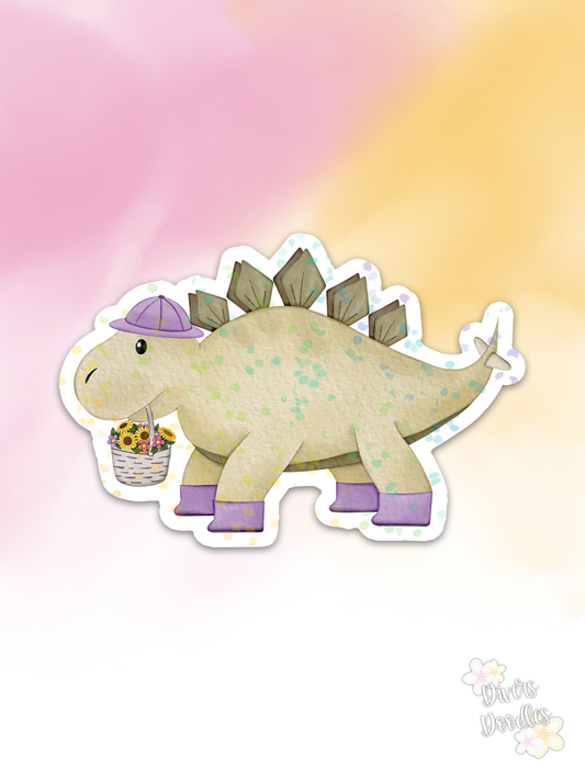 Stegosaurus Sticker For Kids, Holographic Dinosaur Stickers for Water Bottle, Dino Easter Basket Stuffers for Teens, Dinosaur Gifts