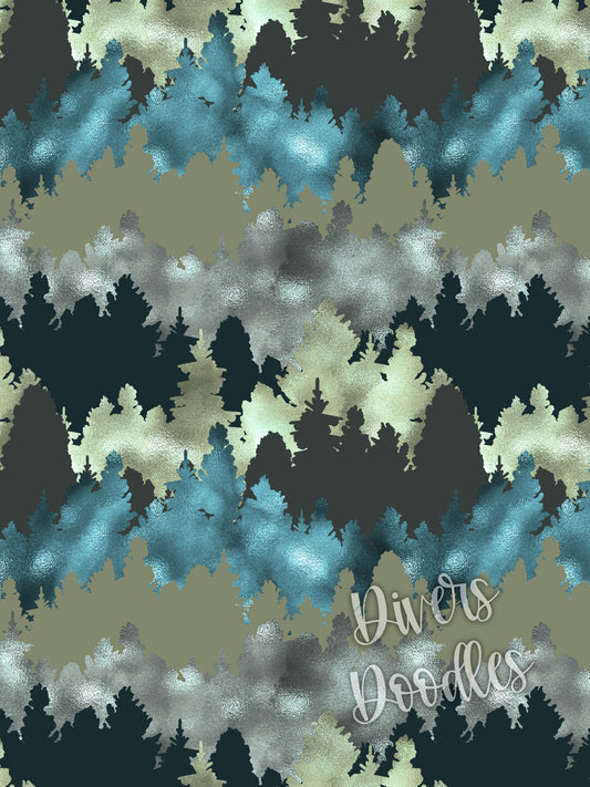 Tree Digital Paper for Wedding, Camping Seamless File for Fabric, Surface Pattern Design, Outdoor Seamless Pattern for Boys, Tree Line Art