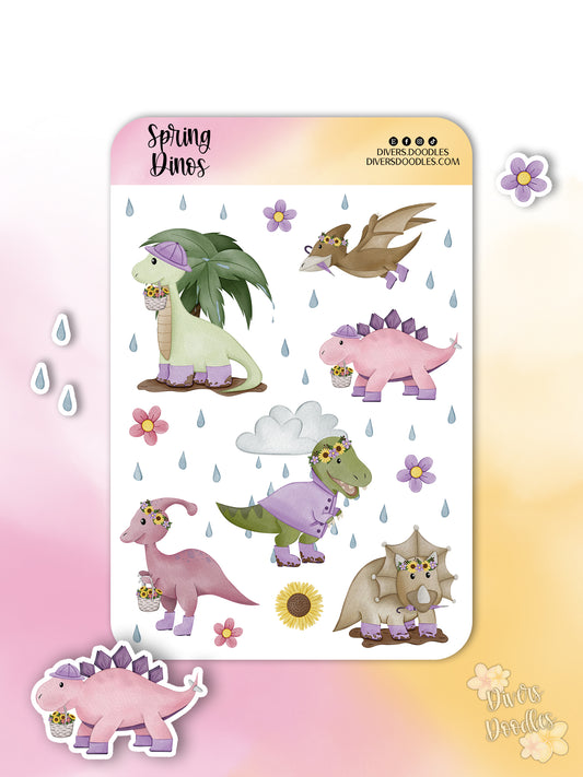 Spring Dinosaur Sticker Sheet