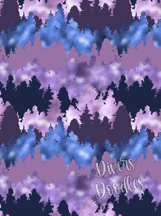 Tree Digital Paper for Kids, Purple Seamless File for Fabric, Surface Pattern Design, Outdoor Seamless Pattern, Bright Digital Paper