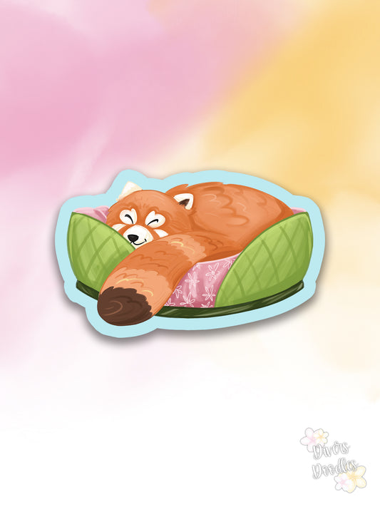 Red Panda Cat Bed Sticker