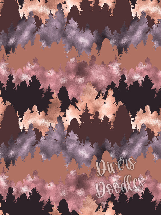 Tree Digital Paper for Wedding, Fall Seamless File for Fabric, Surface Pattern Design, Rose Gold Digital Paper, Outdoor Seamless Pattern