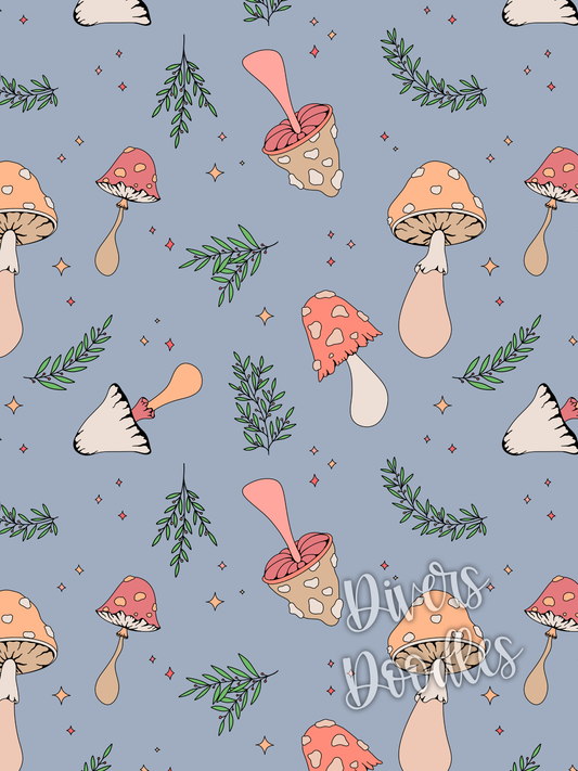 Peachy Mushroom Seamless Pattern