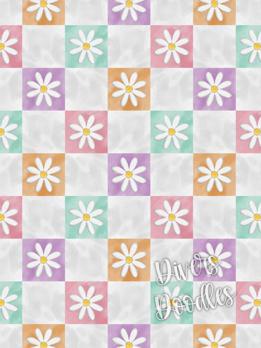 White Groovy Flower Seamless