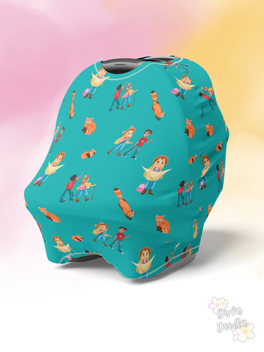 Teal Charli Safari Red Panda Multi Use Car Seat and Nursing Cover