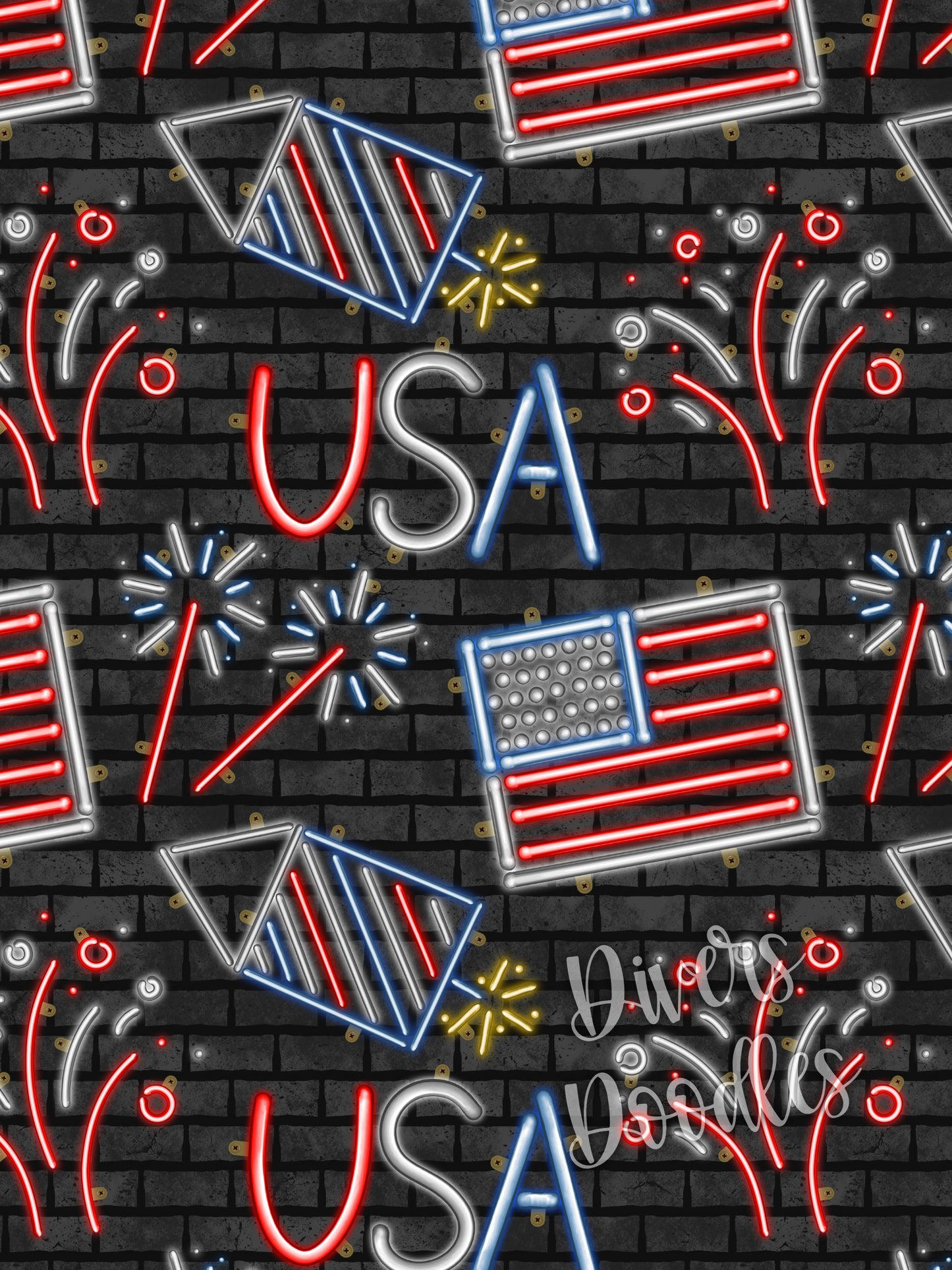 Independence Day Seamless File, Patriotic Digital Paper, July 4th Seamless Pattern, Red White and Blue PNG, 4th of July Digital Paper