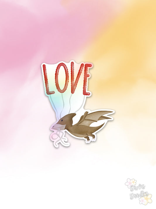 Cute Pterodactyl Sticker, Holographic Dinosaur Sticker